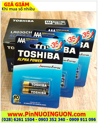 COMBO 1 HỘP 12vỉ=24viên Pin AAA 1.5v Super Alkaline Toshiba Alpha LR03GCH BP-2PV _Giá chỉ 288.000/Hộp